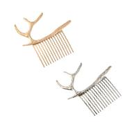 MAGICLULU Antlers Hair Combs Alloy Material Stylish Chic Design Hair Accessories Not Easy to Scratch Skin 2pcs Women Suitable for Proms and Banquets