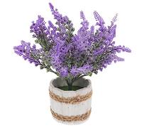 MAGICLULU Artificial Lavender Plant Decor Grey Planter Lifelike Faux Lavender Bonsai for Home and Office Decoration Realistic Potted Greenery for Indoor and Outdoor Use