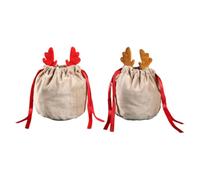MAGICLULU Bags Lint 2pcs Packaging Antler Decor Candy Christmas and Material Drawstring Wrapping Xmas for Party, Suitable Trinkets, and Household Organisation