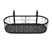 MAGICLULU Balcony Railing Hanging Flowerpot Rack Ironwork Plant Shelf Hooks, Oval Wrought Iron Flower Stand for Outdoor and Indoor Plant Pots