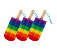 MAGICLULU Bath Sponges Soft and Comfortable Colorful 3pcs Ice Cream Shaped Exfoliating Shower Sponge Portable Body Scrubber for Body Washing Suitable for Men and Women