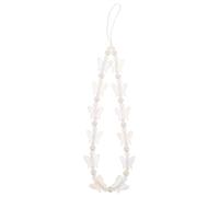 MAGICLULU Beaded Phone Charm Strap with Butterfly and Bow, White Faux Pearl Mobile Phone Pendant Lanyard for Handbag Decoration, Stylish Decorative Cellphone Charm String for Women