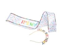 MAGICLULU Birthday Headband and Sash Set and Women with Sequins, Zinc Alloy and Satin Fabric, Quick Party Transformation Accessory for Festive Events and Birthday Parties