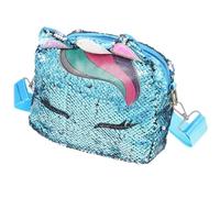 MAGICLULU Blue Unicorn Shaped Fashion Design Crossbody Shoulder Bag with Sequins Chain Strap, Multi-purpose Pu Leather Purse Easy to Clean and Women for Beach Use