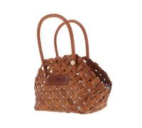 MAGICLULU Boho Handwoven Wooden Flower Basket with Plastic Liner Multipurpose Picnic Bread and Fruit Storage Basket Present Carrier with Handles for Wedding Flower Arrangements and Egg