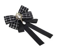 MAGICLULU Bow Tie Brooch Featuring Sparkling Rhinestone Decoration Black Elegant for Women and Zinc Alloy Material, Stylish Bowknot Design for Casual Day or Formal Event Accessories