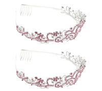 MAGICLULU Bride Comfortable to Wear Rhinestone with Mini Comb Design 2pcs Zinc Alloy Wedding Headpiece Elegant and Charming Appearance for Women for Wedding and Show