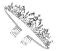 MAGICLULU Bride Crown Bridal Metal Crown Silver Alloy Headband Adorned with Rhinestones Versatile Fashionable Accessory for Brides and Friends at Proms and Parties