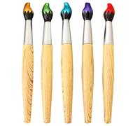 MAGICLULU Brush Shape Ballpoint Pen 5pcs Paintbrush Pens Wooden Ballpoint Pens Retractable Ink Pens Calligraphy Brush Shaped Pen Novelty Writing Pens for Home Office Art Activities Supplies