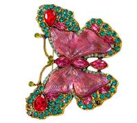 MAGICLULU Butterfly Pin Crystal Brooch Beautiful Alloy Crystal Secure Fastening Clothing Adornment Women Weddings Fashion Jewelry Accessory