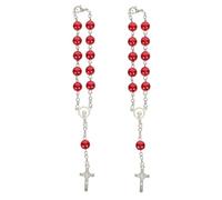 MAGICLULU Car Rosary Beads Catholic Crucifix Pendant 2pcs Rearview Mirror Hanging Accessories Religious Interior Decoration for Men Women Random Style