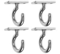MAGICLULU Ceiling Hooks Corrosion Resistant 4pcs Heavy Duty Stainless Steel 6mm with Plate Mount and Predrilled Holes Question Mark Hooks for Hanging Hammocks, Ceiling Fans on Boats