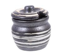 MAGICLULU Ceramic Condiment Storage Pot Small Mustard Container for Kitchen Black Seasoning Holder for Sugar Salt Pepper