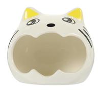 MAGICLULU Ceramic Hamster Nest Cooling Hideout for Gerbils and Mice, Adorable Cat Shape Pet Home Decor Storage Box, for Hot Summer Days and Small Animal Habitats