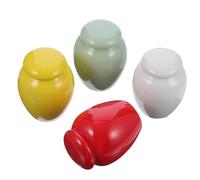 MAGICLULU Ceramic Pet Urn Jar 4pcs Set Small Sealed Storage Containers for Dog and Cat Ashes Memorial Keepsake Jars in Yellow, Red, White, and Green