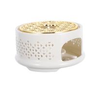 MAGICLULU Ceramic Teapot Warmer with Candle Holder for Stable Heating Stainless Steel Trivet Base Elegant Teapot Heating Stand for Coffee Milk and Tea Safe Spill-resistant Design for Home