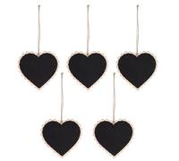 MAGICLULU Chalkboard Random Color Hanging 5pcs Heart Shaped Wooden Mini Message Board to Leave Messages and Write Reminders, Black Wood Material Decor for Home Use