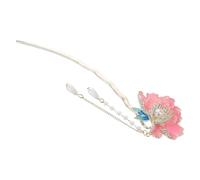 MAGICLULU Chinese Style Enamel Peony Hairpin U-shaped Iron Hair Fork for Women, for Updos with Secure Fit, Vintage and Traditional Charm Hair Accessory for Elegant Hairstyles