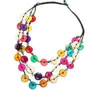 MAGICLULU Chunky Wood Beaded Necklace for Women Featuring Layered Coconuts Shell Beads, Long Multi-strand Design, Skin Friendly and Safe, for Boho and Chic Fashion Styles