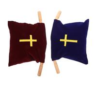 MAGICLULU Church Offering Bags Suitable for Repeated Use Spacious Pouch with Wooden Handles 2pcs Velvet Elegant Embroidery Design, for Baptism Party and Holy Communion