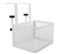 MAGICLULU Clamp-On Desk Wire Organizer Basket, Small White Cable Storage for Home Office under Desk Use with Chargers and Remote Controls