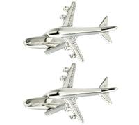 MAGICLULU Classic Silver Suit Cuff Links with Smooth Surface and Decorative Design Copper Cufflinks Airplane Shape for Men for Attending Parties and Daily Wearing