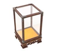 MAGICLULU Craft Display Stand Glass Cover and Artistic Corner Design, Wooden Buddha Model Display Box for Showcasing and Protecting Collectibles, for Home Decor and Cultural Showcase