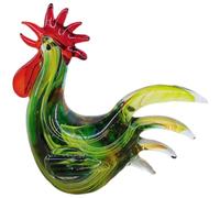 MAGICLULU Creative Chicken Decoration Chicken Figurine Desktop Crystal Glass Colored Glaze Flat Bottom Design Unique Ornament for Photography Props