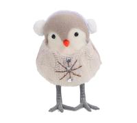 MAGICLULU Creative Christmas Lovely Bird Ornament Beige Earmuff Style Compact Festive Home Decor Figurine for Holiday Scene Display