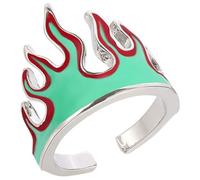 MAGICLULU Creative Flame Open Ring Adjustable Alloy Finger Jewelry for Women and Men, Trendy Hip-hop Style Statement Ring, Unique Fire Design for Everyday Wear