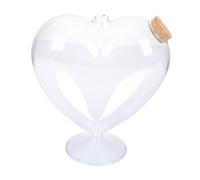 MAGICLULU Creative Heart Shaped Glass Wishing Bottle with Wooden Stopper Multi Functional Transparent Landscape Container for Origami Stars Plants and DIY Decor Decorative Heart Jar for