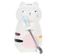 MAGICLULU Creative Heat-Resistant Ceramic Cat Shape Mug with Spoon, Comfortable to Touch Coffee Cup for Home and Restaurant Use, Unique Lovely Design Stackable Whimsical Cat Cup