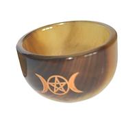 MAGICLULU Creative Pentagram Moon Pattern Altar Bowl for Ritual Worship and Sacrifice Supplies Fine Polished Decorative Offering Utensil for Home Temple Yoga and Ceremony Use Random Color
