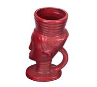 MAGICLULU Creative Red Ceramic Cocktail Glass 280ml for Party Use, Retro Style Whiskey and Beverage Drinking Cup, Simple Design Tiki Bar Drinkware