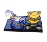 MAGICLULU Crystal Horse Carriage Figurine with Chinese Yuanbao Feng Shui Wealth Decoration for Home Office Artistic Year Horse Statue Multipurpose Desktop Ornament and Lucky
