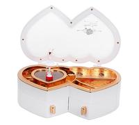 MAGICLULU Dancing Figurine Music Box Double Heart Shape Wooden Desktop Valentine Melody Box with Rotating Ballerina Figure Romantic Gift for Valentine'S Day to Create Love Ambience