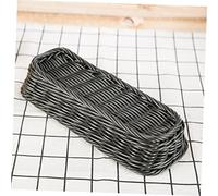 MAGICLULU Dark Grey Rectangular Imitation Rattan Plate Basket Multi-functional Storage Organizer for Kitchen Home Dining Bread Snack Fruit