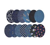 MAGICLULU Denim Iron On Repairing Patches Black Ripped Jean Patches Blue Denim Knee Patches with Letter Print Lattice Small Flower Star for Jacket Clothing DIY Sewing Decorating （ 13Pcs ）
