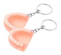 MAGICLULU Denture Keychains Funny Tooth Keychain Set 2pcs Halloween Party Favors for Resin and for Key Management and Car Key Decoration Office Use