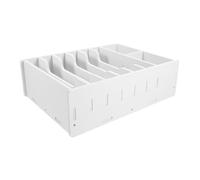 MAGICLULU Desktop Money Storage Case with 8 Grids Multi-grid Design, Sleek White Wood Plastic Composite Coin and Cash Organizer for Daily Use and Ticket Storage