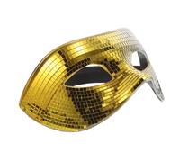 MAGICLULU Disco Mirrored Face Mask for Adults Gradient Gold Silver Half Mask for Mardi Gras Masquerade Halloween Costume Party Dj Club Outfits Reusable Glitter Reflective Cover