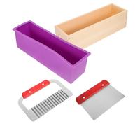 MAGICLULU DIY Handmade Rectangular Soap Loaf Mold Set with Flexible Non-Stick Wood and Stainless Steel Box, Creative Soap Making Tools Kit for Baking and Crafting