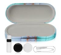 MAGICLULU Double Layer Eyeglass Box Portable Eyeglass Case with Mirror Pu Flocking Cloth Material Two Sides Design for Car and Backpack Use Store Glasses and Lens at The Same Time