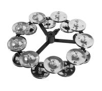 MAGICLULU Double Row Silver Stainless Steel Hihat Bell for Drum Kit Smooth Edges Cymbal Tambourine Accessory for Drummers Enhances Rhythm and Musical Expression with Bright Sound