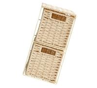 MAGICLULU Dual-Layer Drawer Type Rattan Storage Basket Small Sundries Organizer Home Storage Container Khaki