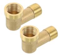 MAGICLULU Elbow Fitting Golden Brass 2pcs Copper 90 Degree 1/2 Inch Extended Dual Thread Connector for Plumbing and Complex Installations