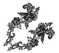 MAGICLULU Elegant Black Embroidered Lace Applique Patch for Wedding Dresses and Clothing Decoration, Easy-to-sew Polyester Yarn Floral Garment Lace Appliqué for DIY Enthusiasts