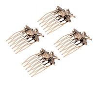MAGICLULU Elegant Bridal Hair Accessories with Golden Iron Bee Design Easy to Insert Hair Combs 4pcs Vintage Wedding for Parties and Dances