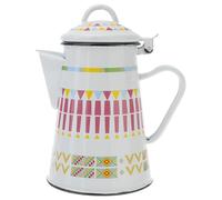 MAGICLULU Enamel Coffee Kettle 0.8l with Comfortable Handle and Fine Polishing, White Ethnic Style Pot for Home and Camping Use