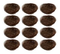 MAGICLULU Fake Bird Nests 12Pcs Mini Size, 7cm Brown Realistic Appearance Decorative Ornaments for Photography and Easter Decor, Oakum Material Micro Landscape Props